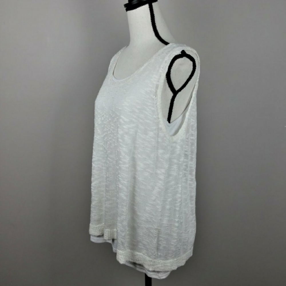 NWT Kensie Off White Double Layer Tank Size Large - Picture 4 of 12